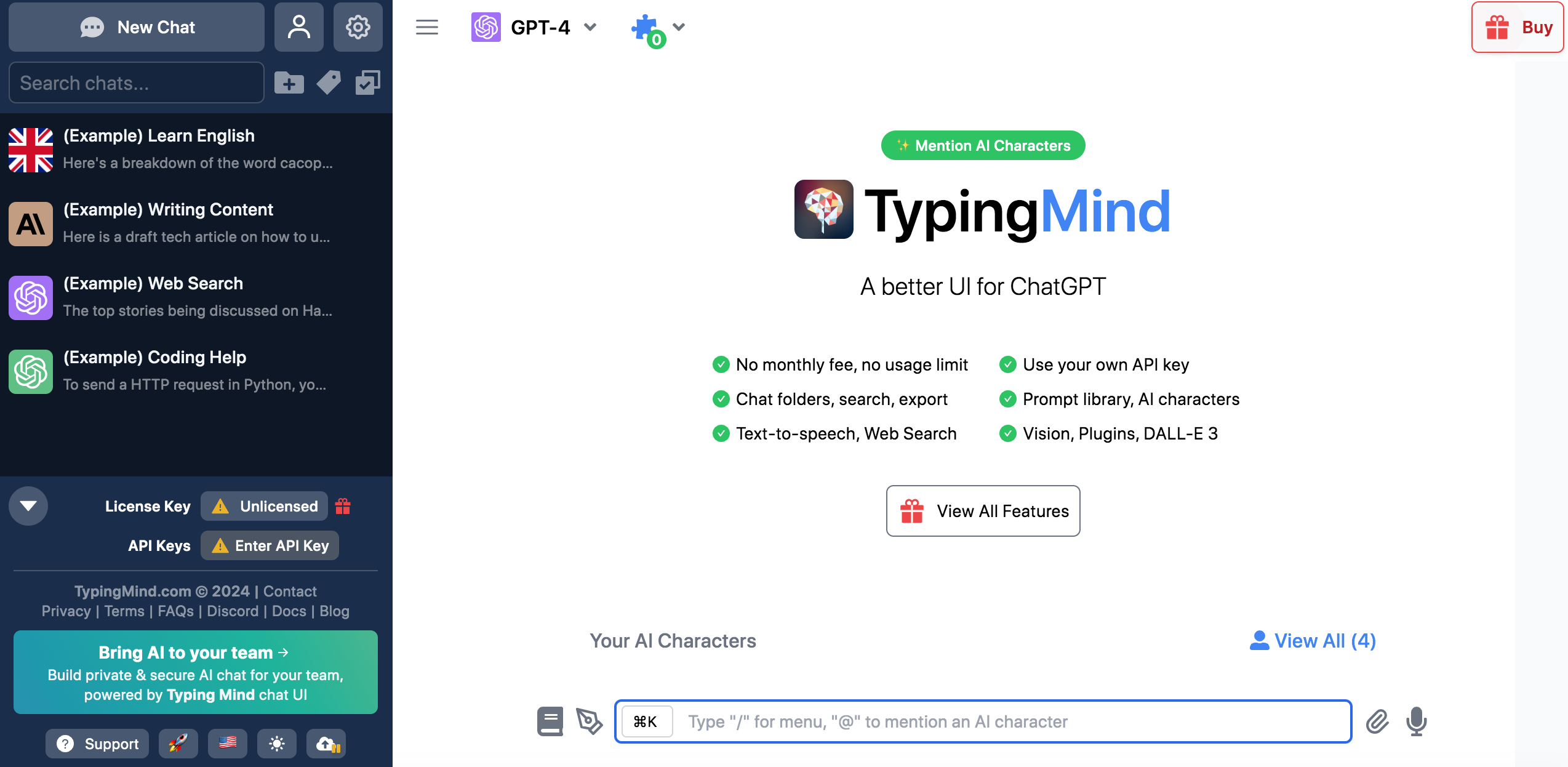 TypingMind – GPT-4 Chat Interface